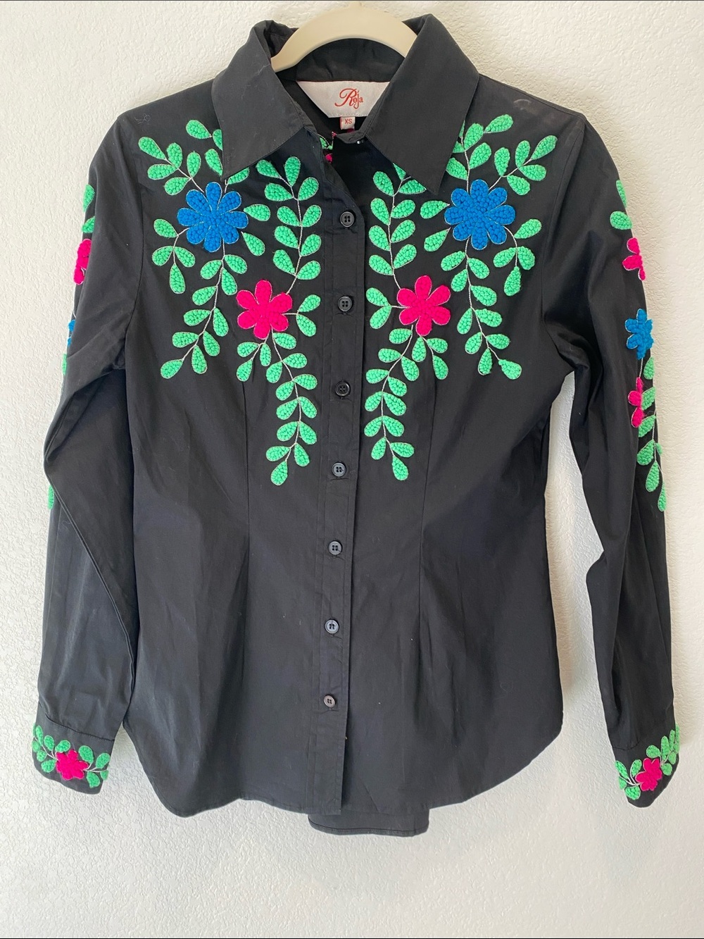 Roja | Embroidered button down blouse